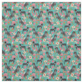 Bluetick Coonhound  florals turquoise Stof (Swatch)