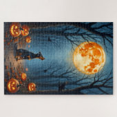 Bluetick Coonhound Geheime Bos Halloween Kunst Legpuzzel (Horizontaal)