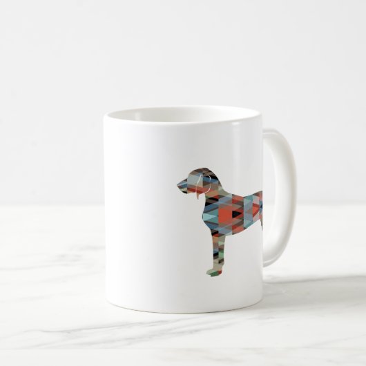 Bluetick Coonhound Geometric Pattern Silhouette Koffiemok (Voorkant rechts)
