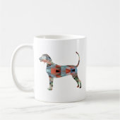 Bluetick Coonhound Geometric Pattern Silhouette Koffiemok (Links)