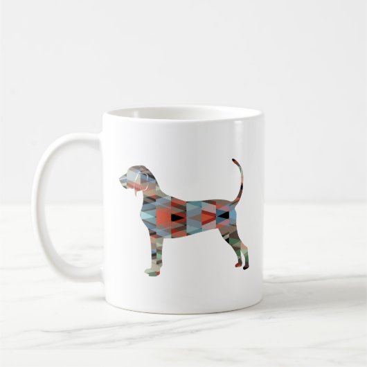 Bluetick Coonhound Geometric Pattern Silhouette Koffiemok (Links)
