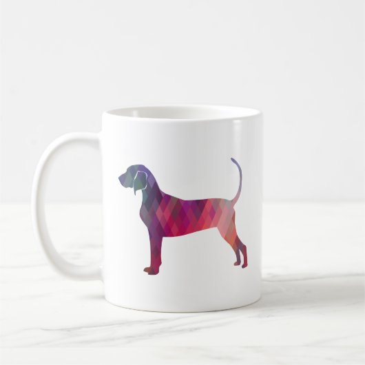 Bluetick Coonhound Geometric Pattern Silhouette Koffiemok (Links)