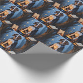 Bluetick Coonhound grillig Halloween schilderij Cadeaupapier (Hoek)