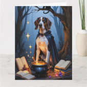 Bluetick Coonhound grillig Halloween schilderij Kaart (Voorkant)