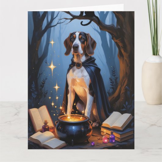 Bluetick Coonhound grillig Halloween schilderij Kaart (Voorkant)