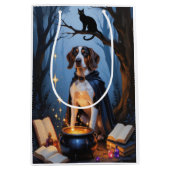 Bluetick Coonhound grillig Halloween schilderij Medium Cadeauzakje (Voorkant)