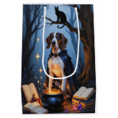 Bluetick Coonhound grillig Halloween schilderij Medium Cadeauzakje (Achterkant)