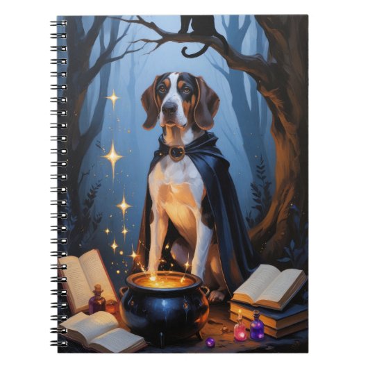 Bluetick Coonhound grillig Halloween schilderij Notitieboek (Voorkant)