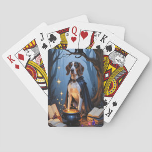 Bluetick Coonhound grillig Halloween schilderij Pokerkaarten