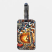 Bluetick Coonhound Haard met Kerstverlichting Bagagelabel (Achterkant verticaal)
