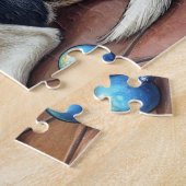 Bluetick Coonhound Haard met Kerstverlichting Legpuzzel (Zijkant)