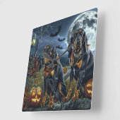 Bluetick Coonhound Halloween Griezelen Vierkante Klok (Hoek)