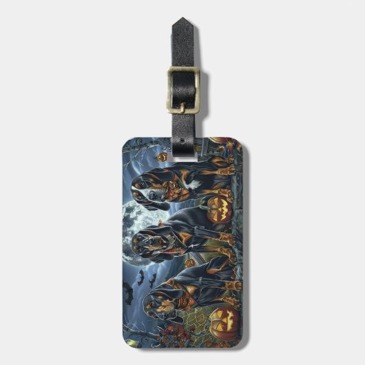 Bluetick Coonhound Halloween Griezelig Bagagelabel (Voorkant verticaal)