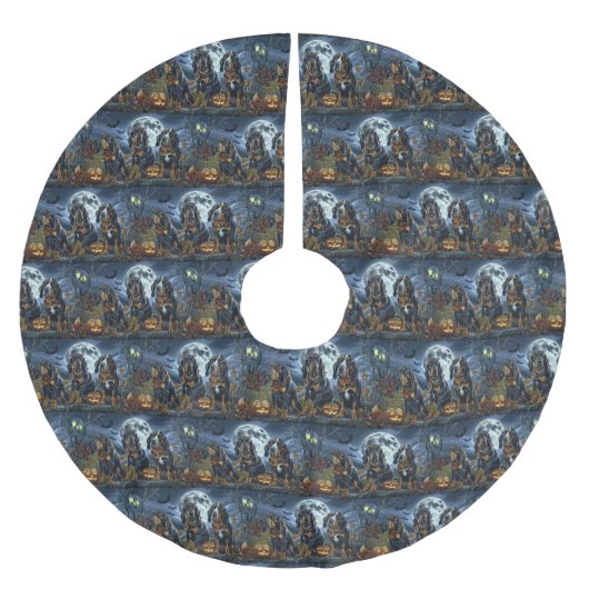 Bluetick Coonhound Halloween Griezelig Kerstboom Rok (Voorkant)
