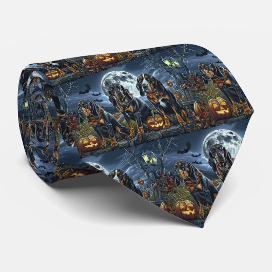 Bluetick Coonhound Halloween Spoken Stropdas (Opgerold)