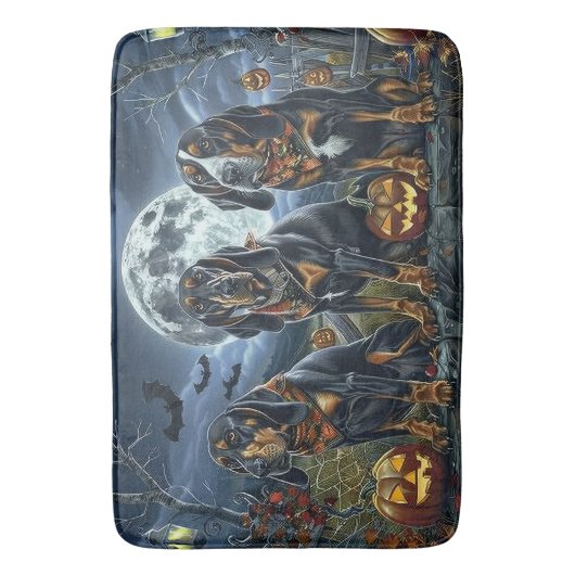 Bluetick Coonhound Halloween Spooky Badmat (Voorkant Verticaal)