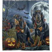 Bluetick Coonhound Halloween Spooky Douchegordijn (Voorkant)