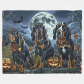 Bluetick Coonhound Halloween Spooky Fleece Deken (Voorkant (Horizontaal))