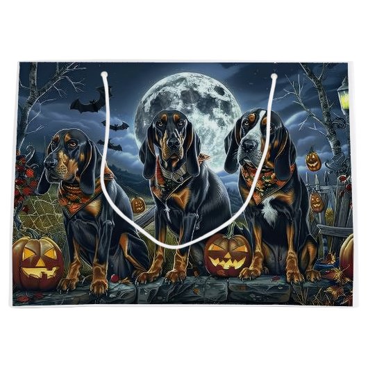 Bluetick Coonhound Halloween Spooky Groot Cadeauzakje (Voorkant)