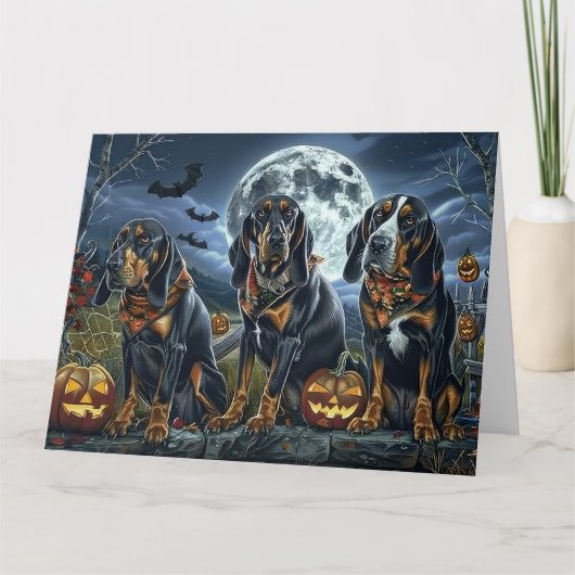 Bluetick Coonhound Halloween Spooky Kaart (Voorkant)