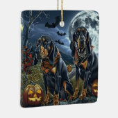 Bluetick Coonhound Halloween Spooky Keramisch Ornament (Rechts)