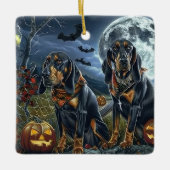 Bluetick Coonhound Halloween Spooky Keramisch Ornament (Voorkant)