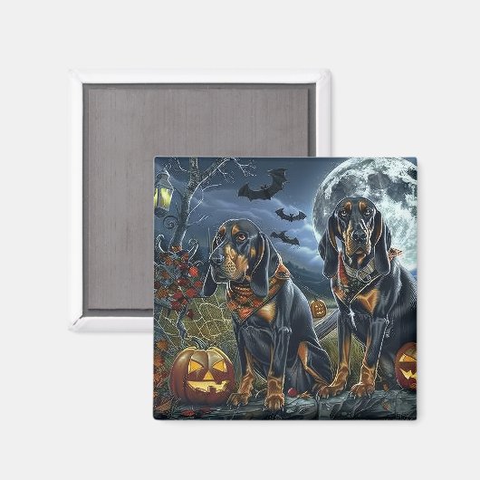 Bluetick Coonhound Halloween Spooky Magneet (Voorkant / Achterkant)