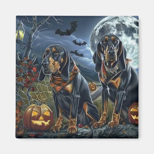 Bluetick Coonhound Halloween Spooky Magneet (Voorkant)
