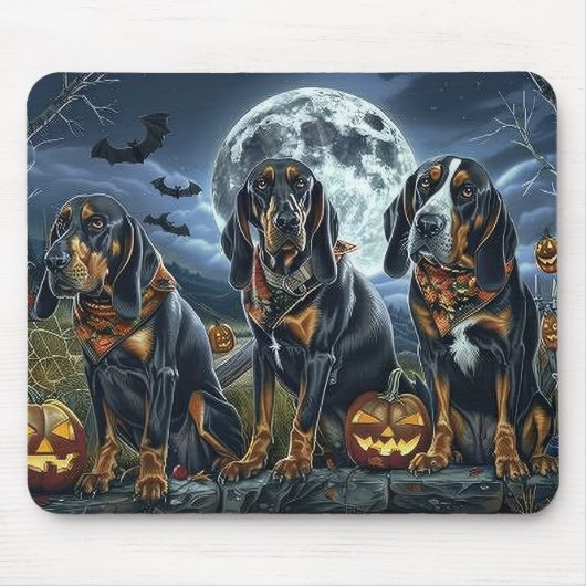 Bluetick Coonhound Halloween Spooky Muismat (Voorkant)