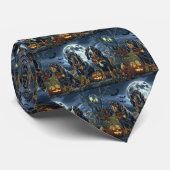 Bluetick Coonhound Halloween Spooky Stropdas (Opgerold)