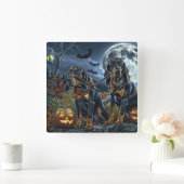 Bluetick Coonhound Halloween Spooky Vierkante Klok (Huis)