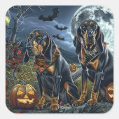 Bluetick Coonhound Halloween Spooky Vierkante Sticker (Voorkant)