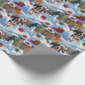 Bluetick Coonhound Hardlopen in de sneeuw met Kers Cadeaupapier (Hoek)