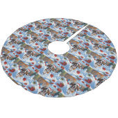 Bluetick Coonhound Hardlopen in de sneeuw met Kers Kerstboom Rok (Gekanteld)