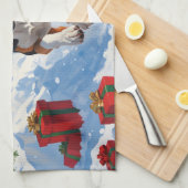 Bluetick Coonhound Hardlopen in de sneeuw met Kers Theedoek (Quarter Fold)