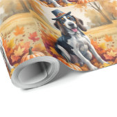Bluetick Coonhound Herfstbladeren Thanksgiving Kun Cadeaupapier (Rol Hoek)