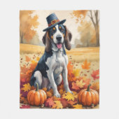 Bluetick Coonhound Herfstbladeren Thanksgiving Kun Fleece Deken (Voorkant)