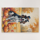 Bluetick Coonhound Herfstbladeren Thanksgiving Kun Legpuzzel (Horizontaal)