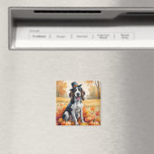 Bluetick Coonhound Herfstbladeren Thanksgiving Kun Magneet (Insitu (Vaatwasser))