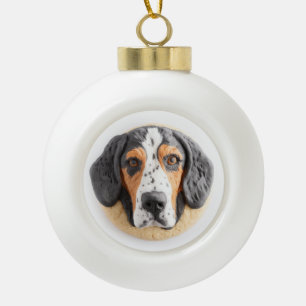 Bluetick Coonhound Hond 3D geïnspireerd Keramische Bal Ornament