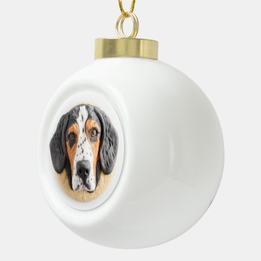 Bluetick Coonhound Hond 3D geïnspireerd Keramische Bal Ornament (Rechts)