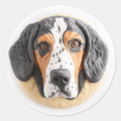 Bluetick Coonhound Hond 3D Geïnspireerd Ronde Sticker (Voorkant)