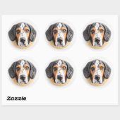 Bluetick Coonhound Hond 3D Geïnspireerd Ronde Sticker (Vel)