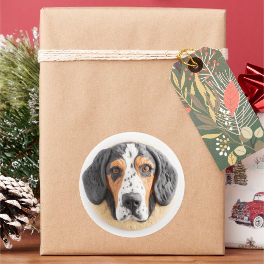 Bluetick Coonhound Hond 3D Geïnspireerd Ronde Sticker (Feestdagen)