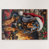 Bluetick Coonhound Hond Cozy Lodge Kerstmis Legpuzzel (Horizontaal)