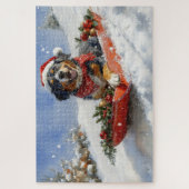 Bluetick Coonhound-hond in slee Christmas Legpuzzel (Verticaal)