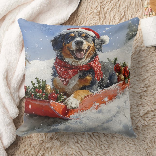 Bluetick Coonhound-hond in slee Kerstmis Kussen (Deken)