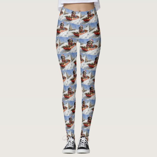 Bluetick Coonhound-hond in slee Kerstmis Leggings (Voorkant)