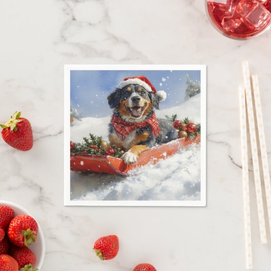 Bluetick Coonhound-hond in slee Kerstmis Servet (Insitu)
