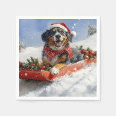 Bluetick Coonhound-hond in slee Kerstmis Servet (Voorkant)